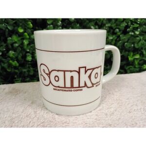 Vintage Sanka Decaffeinated Coffee Mug White Brown Logo